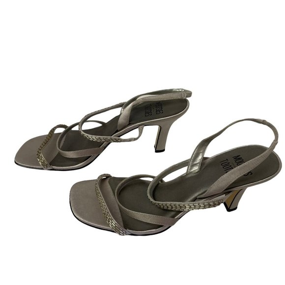 Mootsies Tootsies Collection Women Size 9 High 2" Heel Shoes Silver Open Toe - Picture 2 of 12